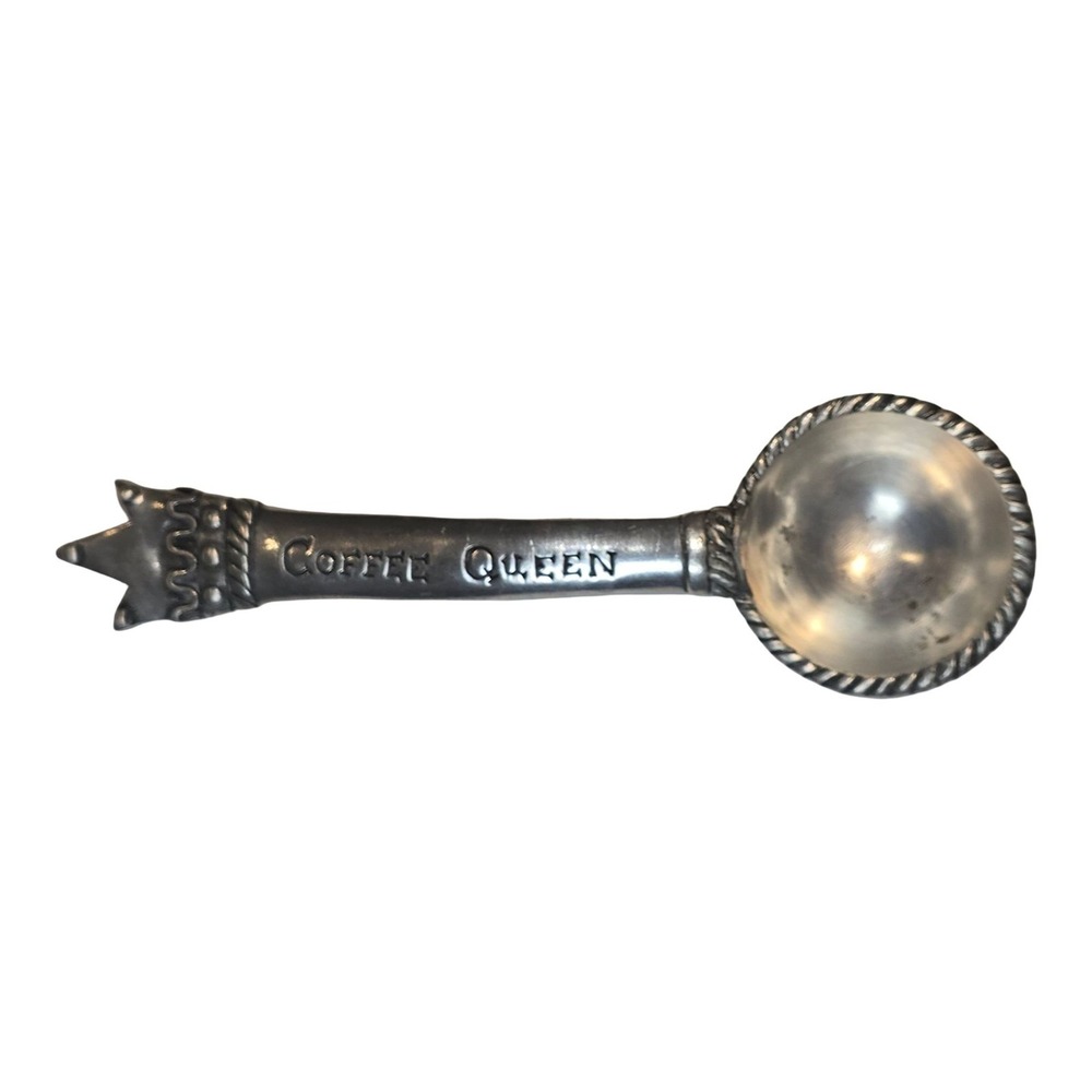 VINTAGE Coffee Queen Scoop Crown Handle Star Bowl Silverplate Metal Collector - Picture 5 of 9